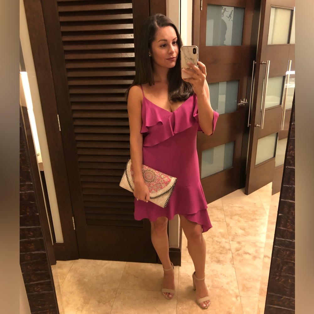BCBG Asymmetrical Ruffle Dress